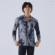 ADISI 男全開襟抗UV親膚防磨長袖上衣 AR2413101 (S-3XL)|UPF50+ 防曬 防磨衣 水母衣 浮潛 衝浪 溯溪 水上活動 S 綁染灰/鐵灰