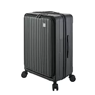 SINDIP 前開式20吋行李箱(靜音雙排飛機輪+海關鎖+可加大+防盜拉鍊) 20吋 黑