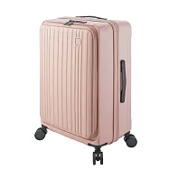 SINDIP 前開式20吋行李箱(靜音雙排飛機輪+海關鎖+可加大+防盜拉鍊) 20吋 粉