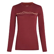 【紐西蘭icebreaker】女 Oasis 圓領長袖上衣(山野雪徑)-200-波特酒紅 XL 波特酒紅