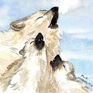 【玲廊滿藝】桂桑比illustration-凹嗚~北極狼一家13x13cm