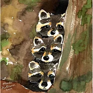 【玲廊滿藝】桂桑比illustration-浣熊疊疊樂，媽媽回來了嗎?13x13cm