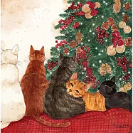 【玲廊滿藝】桂桑比illustration-慵懶貓咪的聖誕樹23x23cm