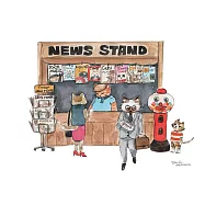 【玲廊滿藝】桂桑比illustration-貓咪商店-書報攤21x29.7cm