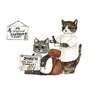 【玲廊滿藝】桂桑比illustration-貓咪職人-理髮廳29.7x21cm