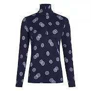 【紐西蘭Icebreaker 】女 Vertex 高領半開襟長袖上衣-260-深藍/白圓點 L 深藍/白圓點
