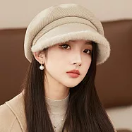 seoul show首爾秀 高級質感挺版毛呢雙層八角帽防寒保暖貝雷帽漁夫帽 毛絨八角帽 米杏