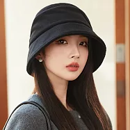 seoul show首爾秀 高級質感挺版毛呢雙層八角帽防寒保暖貝雷帽漁夫帽 毛呢漁夫帽 黑色