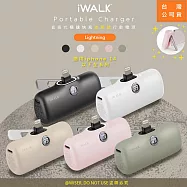 【iWALK】新一代PRO版5000mAh直插式快充行動電源(LPS001L)金屬支架/Lightning- 雅黑