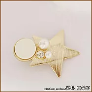 『坂井.亞希子』簡約拉絲幾何珍珠造型鑲鑽髮夾 -五角星款