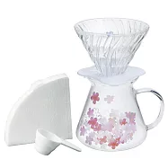 HARIO 吉野櫻玻璃手沖組 (濾杯+分享壺+濾紙+勺子)