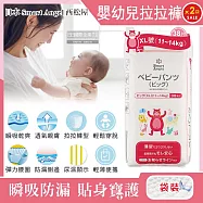 (2袋76片超值組)日本Smart Angel西松屋-瞬吸防漏透氣彈力輕薄拉拉褲型嬰幼兒紙尿褲-XL(11~14kg)38片/袋(尿溼顯示遠離紅屁屁)