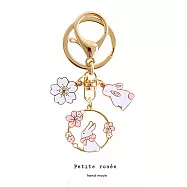 【Petite rosee】櫻花系列奢華金屬包包鑰匙圈配件掛吊飾-櫻花兔子款|品牌禮盒包裝|閨蜜生日情人女友老婆母親聖誕交換禮物