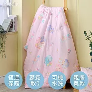 義大利La Belle《Sanrio-花漾雙星仙子》海島針織兒童可水洗抗菌暖暖被105*135CM+大容量洗衣袋1入(超值組合)