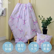 義大利La Belle《Sanrio-魔鏡酷洛米》海島針織兒童可水洗抗菌暖暖被105*135CM+大容量洗衣袋1入(超值組合)