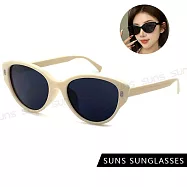 【SUNS】抗UV太陽眼鏡 時尚貓眼百搭質感墨鏡 網紅抖音款 男女同款 S419 米白框灰片