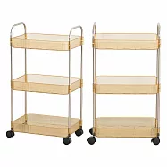 IDEA-歐系透明三層收納推車/置物車/2色可選 透明茶色