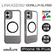 ABSOLUTE LINKASE iPhone 16 Plus 悠遊卡官方認證晶片 穿梭城市悠遊嗶嗶殼_Air玻璃透明款(多色可選) 萬念聚灰