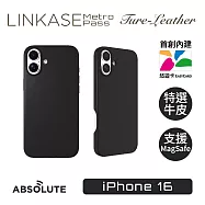 ABSOLUTE LINKASE iPhone 16 悠遊卡官方認證晶片 穿梭城市悠遊嗶嗶殼_Leather真皮皮革款(多色可選) 午夜黑