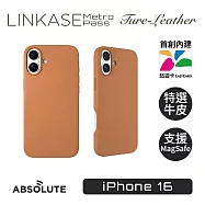 ABSOLUTE LINKASE iPhone 16 悠遊卡官方認證晶片 穿梭城市悠遊嗶嗶殼_Leather真皮皮革款(多色可選) 焦糖棕
