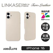 ABSOLUTE LINKASE iPhone 16 悠遊卡官方認證晶片 穿梭城市悠遊嗶嗶殼_Leather真皮皮革款(多色可選) 奶油白