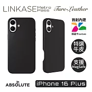 ABSOLUTE LINKASE iPhone 16 Plus 悠遊卡官方認證晶片 穿梭城市悠遊嗶嗶殼_Leather真皮皮革款(多色可選) 午夜黑