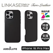 ABSOLUTE LINKASE iPhone 16 Pro Max 悠遊卡官方認證晶片 穿梭城市悠遊嗶嗶殼_Leather真皮皮革款(多色可選) 午夜黑