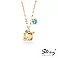 STORY 故事銀飾-Pochacco&Me系列-帕恰狗誕生石純銀項鍊【客製品】 黃K金