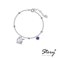 STORY 故事銀飾-Pochacco&Me系列-帕恰狗誕生石純銀手鍊【客製品】 白K金
