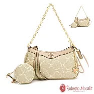 Roberto Mocali - 義大利諾貝兔芝士乳霜系列附零錢小包鍊條馬鞍包 米白