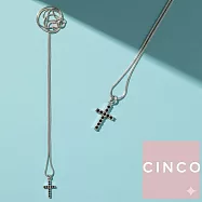 CINCO 葡萄牙精品 SASCHA NECKLACE BLACK 925純銀 鑲鑽十字架項鍊 黑色X銀色