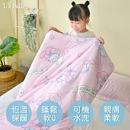 義大利La Belle《Sanrio-夢幻甜心美樂蒂》海島針織兒童抗菌可水洗暖暖被105*135CM+大容量洗衣袋1入(超值組合)