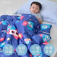 義大利La Belle《Sanrio-漢頓星際樂遊》海島針織兒童抗菌可水洗暖暖被105*135CM+大容量洗衣袋1入(超值組合)