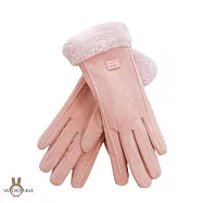 【WOONUE】超高質感保暖可觸控手套親膚羊毛加絨防寒雙層手套黑奶茶色(閨蜜情人聖誕節朋友母親節紀念女友禮物) 莫蘭迪粉紅名媛款