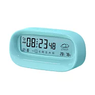 【iSFun】不怕滴答*數字靜音可愛電子測溫鬧鐘/ 藍色