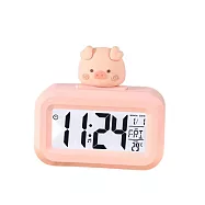 【iSFun】立體動物*迷你電子靜音時鐘鬧鐘/ 粉紅豬