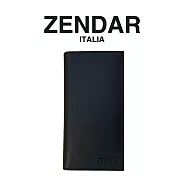 【ZENDAR】台灣總代理 限量1折 頂級小牛皮十字紋18卡對開長夾 尼亞系列 全新專櫃展示品(黑色 送禮盒提袋)