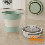 【iSFun】可折疊 便攜式車用洗車釣魚桶旅行家用水桶/綠色