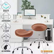 G+居家 免組裝 人體工學舒適馬鞍升降辦公椅-帶輪款2吋純黑輪 淺咖 淺咖