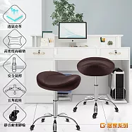 G+居家 免組裝 人體工學舒適馬鞍升降辦公椅-帶輪款2吋純黑輪 深咖 深咖