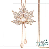 【伊飾童話】珍珠楓葉*滿鑽活動流蘇長鍊/ 金色