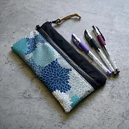 《梵緹希》旅行防水雙層筆袋/長收納袋-花團錦簇 藍