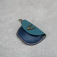 Be Two 手工皮件 ∣ 彎月錢包 湖水藍搭深藍色牛皮彎月錢包+飛馬