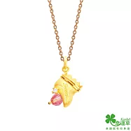 幸運草金飾 好像有點甜黃金/水晶墜子 送黃鋼項鍊