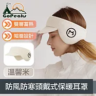 GoPeaks 雙層蓄熱防風防寒頭戴式保暖耳罩/二合一護耳帽 溫馨米
