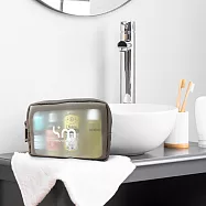 mosy mosy|透明雙層盥洗3C收納包(S尺寸) 奶茶棕