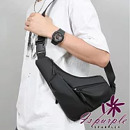 【iSPurple】簡約時尚 男仕胸包休閒腰包斜背單肩包/黑色