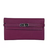 HERMES 銀釦 Epsom 皮革糖果系列拼色Kelly長夾_展示品 (托斯卡紫/糖果粉)