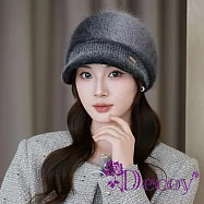 【Decoy】秋冬韓版 加絨護耳保暖兔毛鴨舌針織帽/黑色