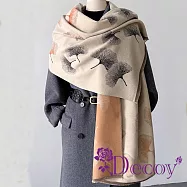 【Decoy】雅致時尚 秋冬樹葉印花百搭披肩圍巾/ 米色